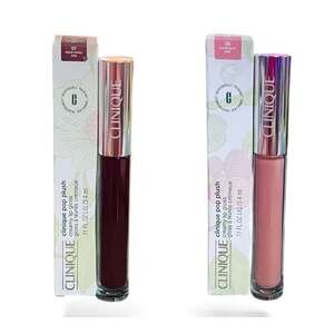 2XClinique Pop Plush Lip Gloss, 11 fl. oz. In Black Honey and Bubblegum. NIB